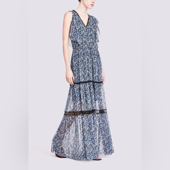 ELIE TAHARI Runway 2016 Spring Collection Sanna Silk Blue Floral Maxi Dress - Picture 1 of 4